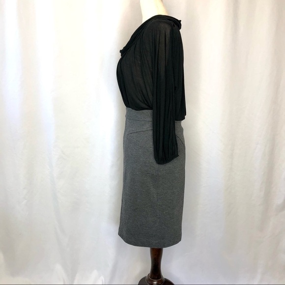 BCBGMaxAzria dress sheer cowl top grey skirt 4 - Picture 6 of 10